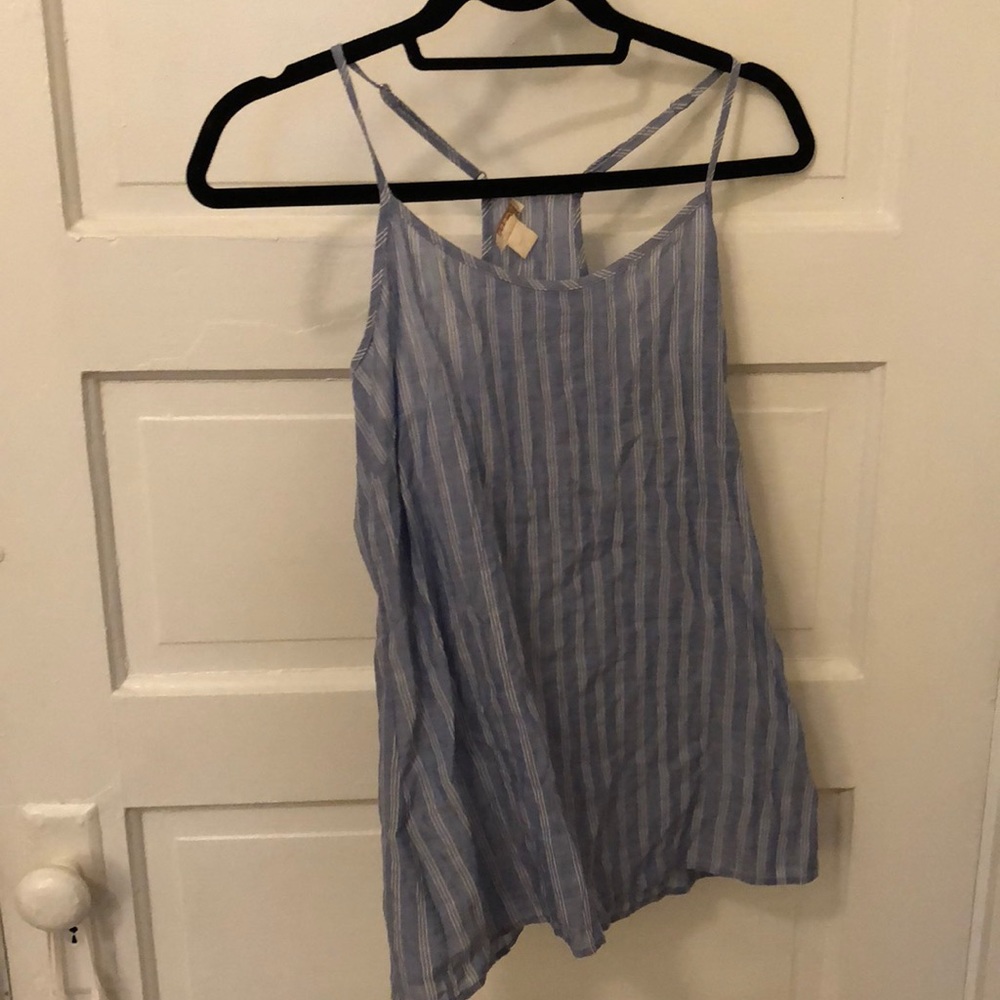 Blue and white striped tank top